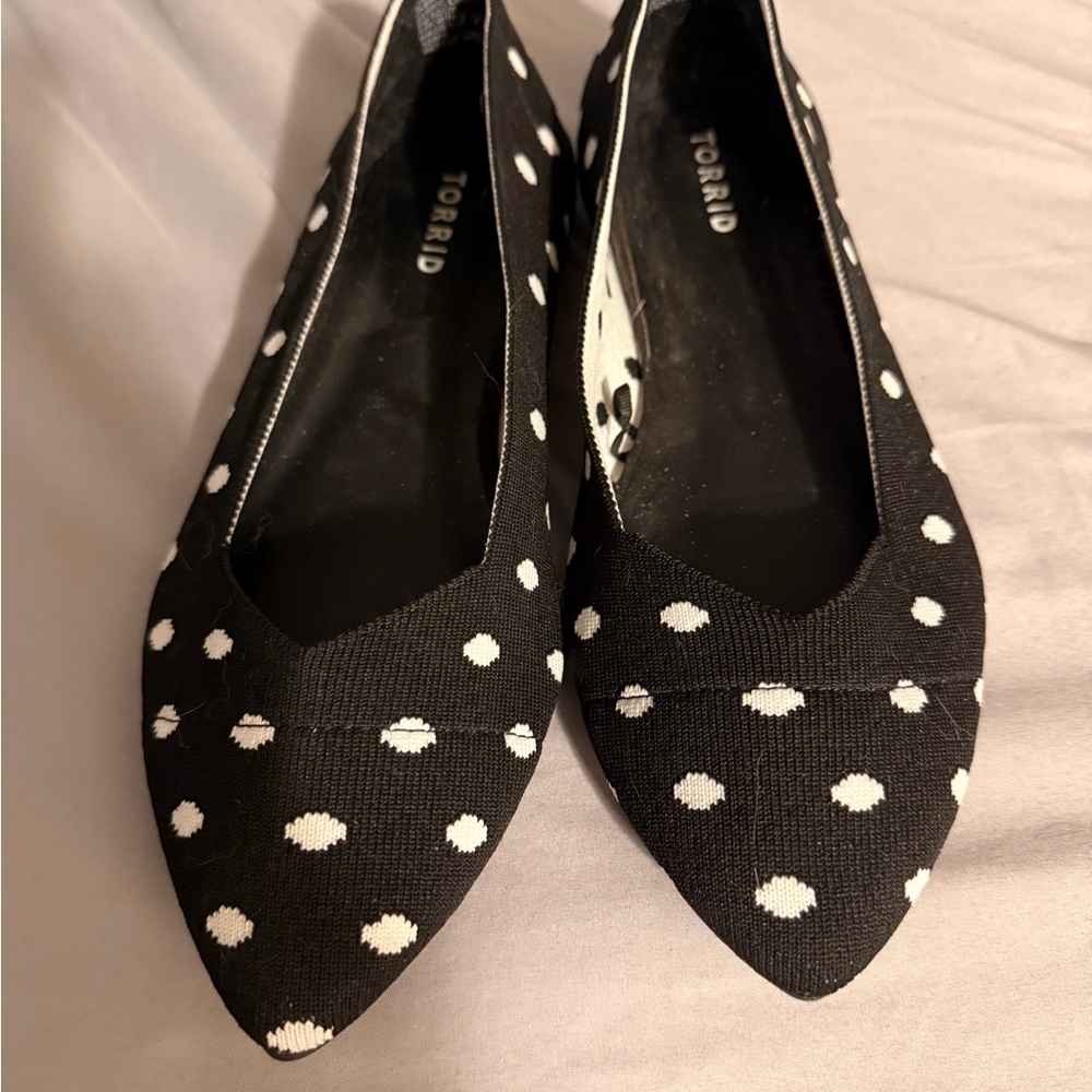 torrid Black and White Polka Dot Pointed Toe Flats